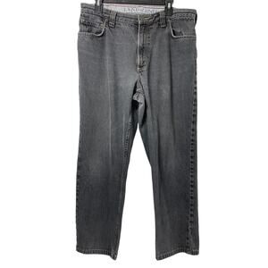 Lands' End Traditional Fit Jeans Mens Size 36 Distress‎ Grunge Black Faded Denim